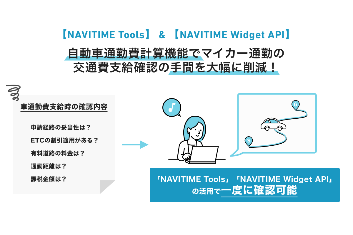 『NAVITIME Tools』『NAVITIME Widget API』、 自動車の通勤費算出機能を提供開始